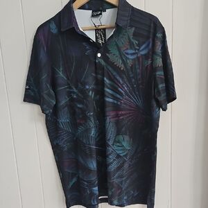 Sunday Swagger Tropical Golf Polo Dark Palm Print Size 2 NWT